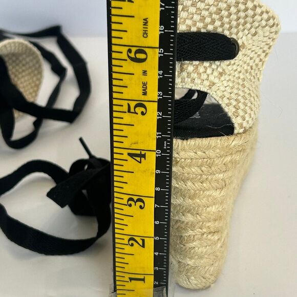 Soludos Wedge Shoes Women’s Size 8 Color Black Tan Tie Up Ankles Sandals - Picture 11 of 12